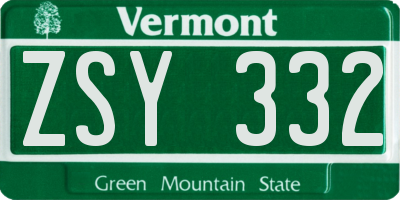 VT license plate ZSY332