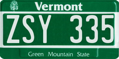 VT license plate ZSY335