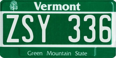 VT license plate ZSY336