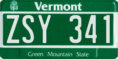 VT license plate ZSY341