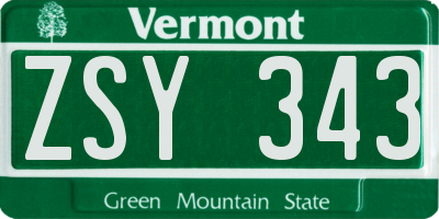 VT license plate ZSY343