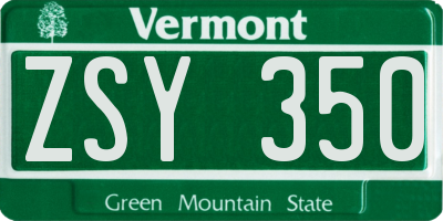 VT license plate ZSY350