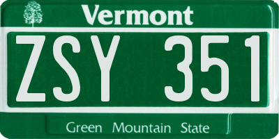 VT license plate ZSY351