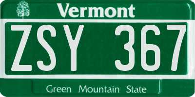 VT license plate ZSY367