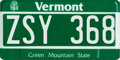 VT license plate ZSY368