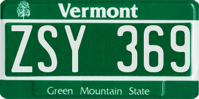 VT license plate ZSY369