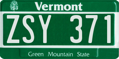 VT license plate ZSY371