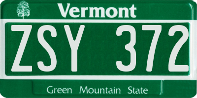 VT license plate ZSY372