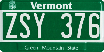 VT license plate ZSY376
