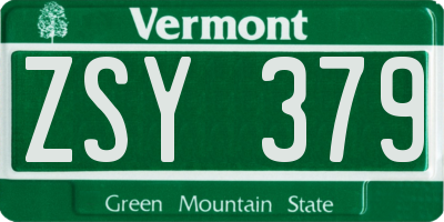 VT license plate ZSY379
