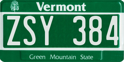 VT license plate ZSY384