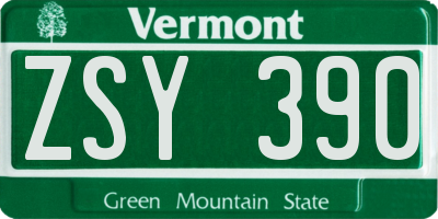 VT license plate ZSY390