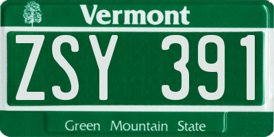 VT license plate ZSY391
