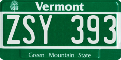 VT license plate ZSY393