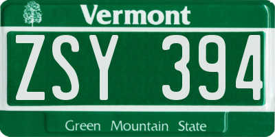 VT license plate ZSY394