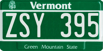 VT license plate ZSY395