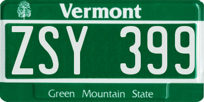 VT license plate ZSY399