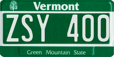 VT license plate ZSY400