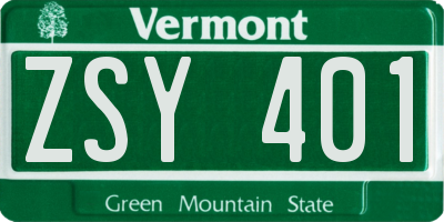 VT license plate ZSY401