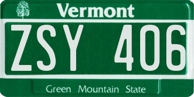 VT license plate ZSY406