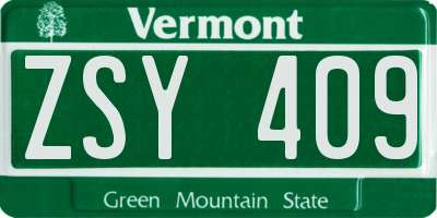 VT license plate ZSY409