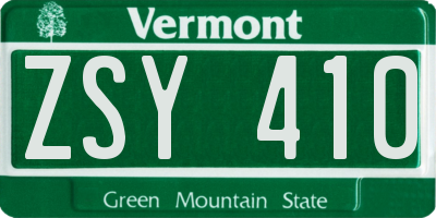VT license plate ZSY410