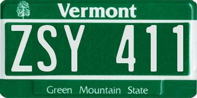 VT license plate ZSY411