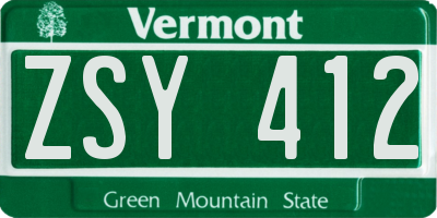VT license plate ZSY412
