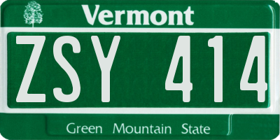 VT license plate ZSY414