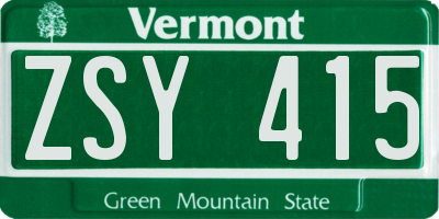 VT license plate ZSY415