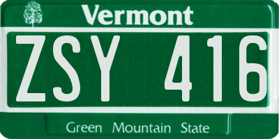 VT license plate ZSY416
