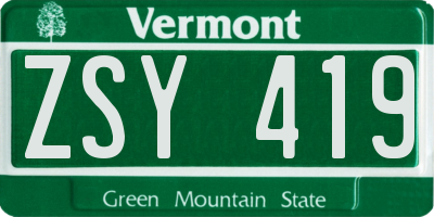 VT license plate ZSY419