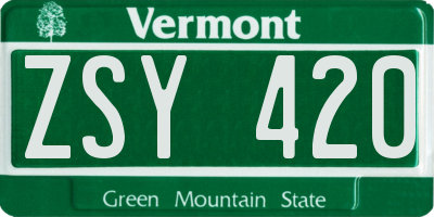 VT license plate ZSY420