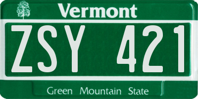 VT license plate ZSY421