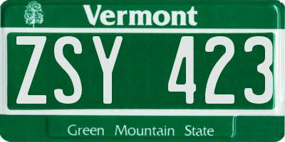 VT license plate ZSY423