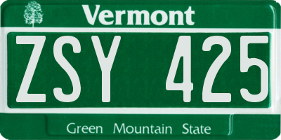 VT license plate ZSY425