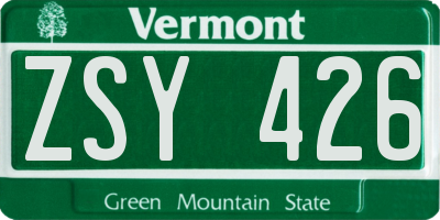 VT license plate ZSY426