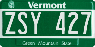 VT license plate ZSY427