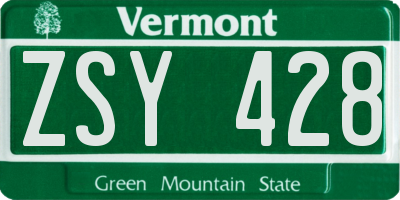 VT license plate ZSY428