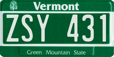 VT license plate ZSY431