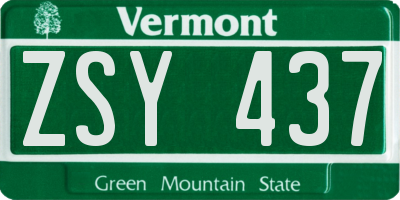 VT license plate ZSY437