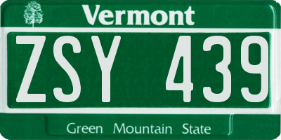 VT license plate ZSY439