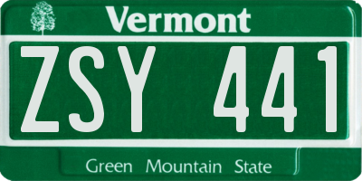 VT license plate ZSY441