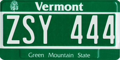 VT license plate ZSY444
