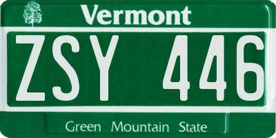VT license plate ZSY446