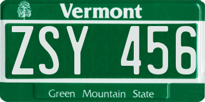 VT license plate ZSY456