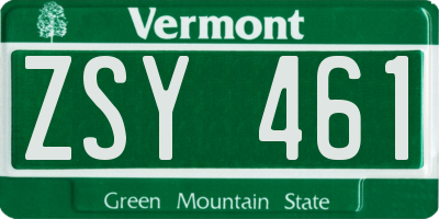 VT license plate ZSY461
