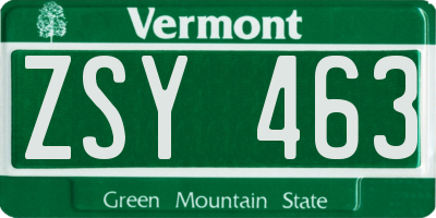 VT license plate ZSY463