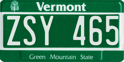 VT license plate ZSY465