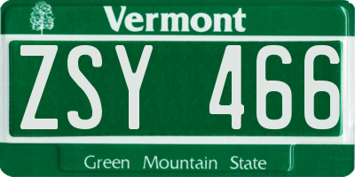 VT license plate ZSY466